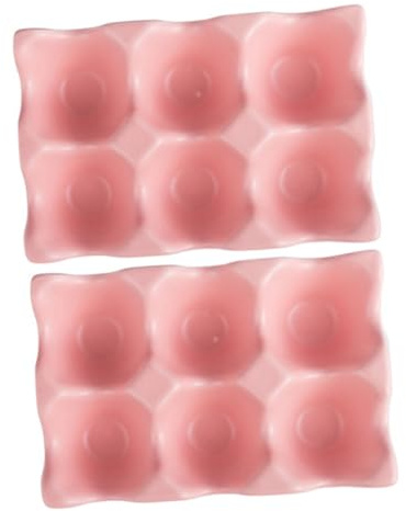 Portauova in Ceramica 2 Pezzi 6 Posti per Frigorifero e Cucina | Rosa, Fondo Antiscivolo e Struttura Antiurto, Mantiene le Uova Ordinate e Protette in Casa