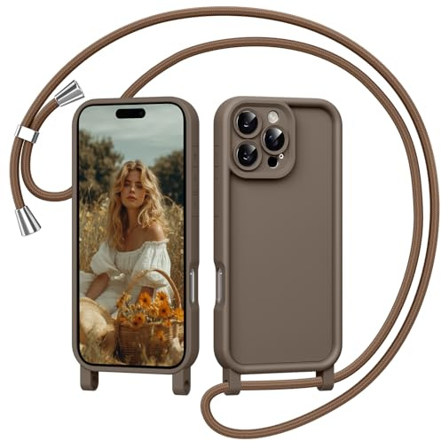 Coiwxmoi Handyhülle für iPhone 11 Pro Max Hülle mit Band, Silikon Handyband Hülle mit Abnehmbar Einstellbar Kordel Kette zum Umhängen Stoßfeste Kameraschutz Schutzhülle für iPhone 11 Pro Max, Braun