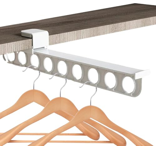 Barra di stoccaggio per armadio: barra telescopica scorrevole per vestiti, appendiabiti per armadio resistente, design resistente e pieghevole, supporto forte | accessorio organizer ideale per