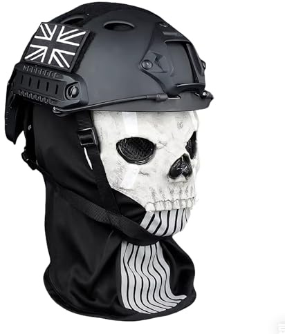LZAQHMT Ensemble Casque Tactique Airsoft Fast - avec Masque Paintball Ghost Skull Équipement Protection pour Cosplay Activités Plein Air