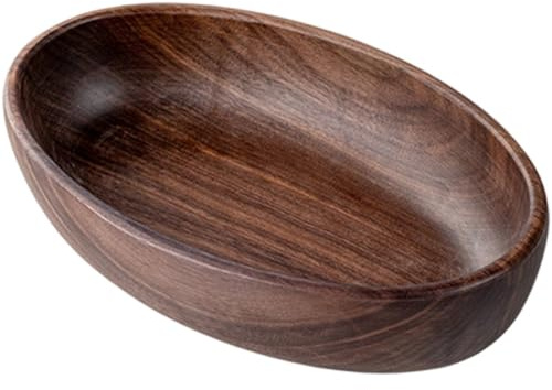 Brxmpn Cuenco De Madera para Ensalada, Estilo Vintage, para Servir Frutas, Mezclar Alimentos, Aperitivos, Pan, Postres, Frutas, Verduras, Frutos Secos Y Arroz.