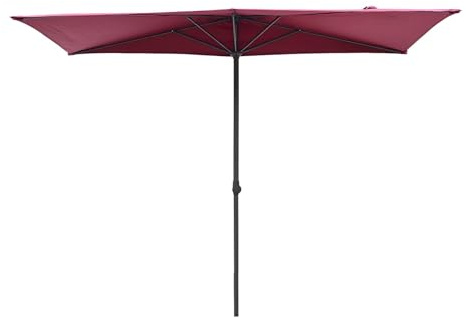 KXWOQ3ED Balkonschirm Halb Rechteckig Gartenschirm, 250 x 130 cm, Höhenverstellbar, Sonnenschirm mit 5 Speichen, Polyester UV-Schutz für Wände, Balkon, Terrasse(Red)