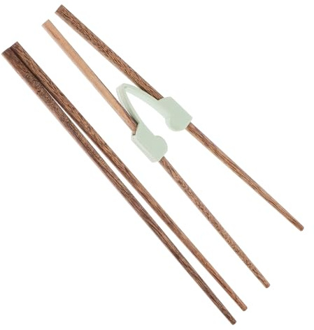 EXAOMBLE Palillos Chinos para Principiantes Clip de Rebote, Cubiertos Antivibración para Personas Mayores, 2 Pares Reutilizables de Madera y Plástico para Uso en Restaurante o Hogar