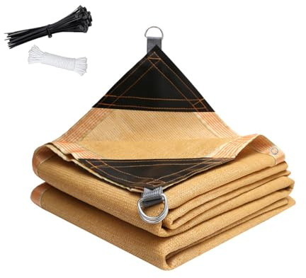 Red de Sombra Beige 90% con Ojales, Malla Sombreo Transpirable Anti-UV 3x5 4x6 5x7 6x8m Toldo Vela de Sombra para Jardín, Terraza, Patio, Plantas, Gallinero(Beige,6x6m)