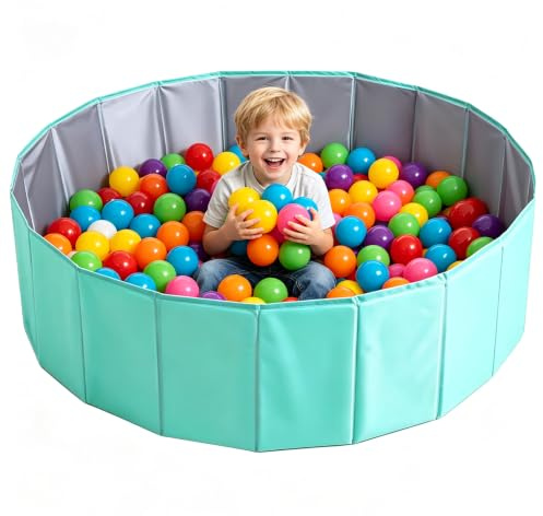 Foreverup Ball Pit, 100 CM Foldable Baby Ball Pit, Portable Ocean Ball Pits for Children Girls Boys, Playhouse Playpen Ocean Ball Pool for Baby Toddler Boys Girls Dogs Cats Indoor Outdoor (Blue)