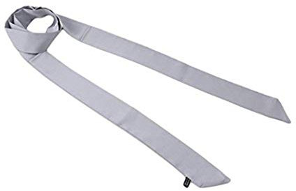 ODN Damen Schmal Schals 2-lagig Satin Seide Krawattenschal Skinny Scarf 188cm (Grau)