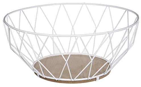 SECRET DE GOURMET Cesto-frutero Forma Diamante Blanco 28 cm, Metal, 0.79 Inches