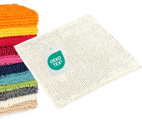 WohnDirect Badematte 45x45 cm Creme – rutschfest & Waschbar | Perfekt fürs Gäste-WC: kompakt, saugstark & rutschfest