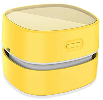 ODISTAR Desktop Vacuum Cleaner,Mini Table dust Sweeper Energy Saving with auto Power-Off Function,High Endurance up to 400 mins,Cordless&360º Rotatable for Keyboard/Home/Offic (Yellow Charging)