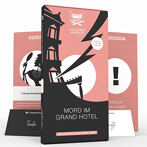 CULINARIO MORTALE® – Mord im Grand Hotel - Krimidinner für Zuhause für 6 bis 8 Personen - unterhaltsames Krimi Dinner für Zuhause - Krimispiele für Erwachsene