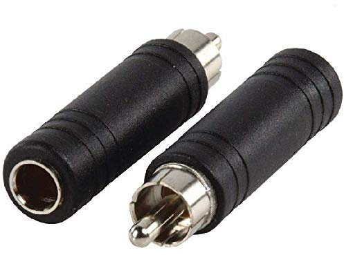 K M Electronics® 2 X RCA Phono Plug to 6.35MM 1/4 Mono Jack Socket Adaptor AMP Amplifier Mixer