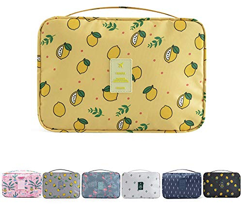 YumSur Reise Kulturtasche Zum Aufhängen Kulturbeutel Kosmetiktasche Waschtasche für Kinder Frauen Mädchen Damen Herren für Pflegeprodukte Makeup zur Reisen Urlaub Outdoor Camping (Zitronengelb)