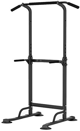 sogesfurniture Power Tower, Dip Station, multifunktionale Kraftstation Kraftturm Trainingsgerät mit Klimmzugstange, höhenverstellbar von 165-210cm, BHEU-PSBB005