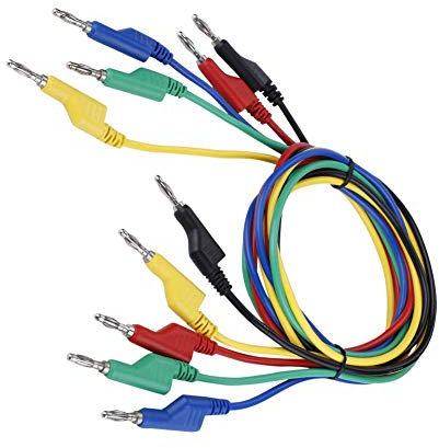 Oumefar P1036 High Flexible Voltage Wire Soft Silicone Double Headed 1M 4mm Testing Stackable Banana to Banana Plug Cable Test Leads Set for Multimeter Pack of 5