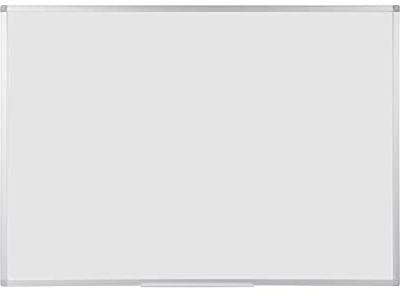 BoardsPlus Magnetisches Whiteboard 105 x 75 cm, Mit Aluminiumrahmen und Stifteablage, Tocken Abwischbar, Wiederbeschreibbar, Weiß, Silber, hellgrau