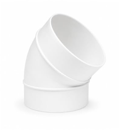 Fantronix 150mm 45° Round Ducting Bend | Rigid Plastic Fitting For Changing Duct Direction In Ventilation, Air Conditioning And Tumble Dryer Systems