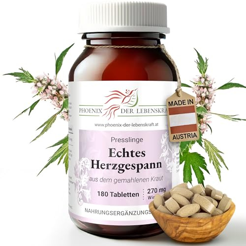 Echtes-Herzgespann Tabletten 270 mg | 180 Tabletten Leonurus cardiaca | Qualität aus Österreich | Presslinge aus gemahlenem Kraut | Löwenschwanz, Herzspannkraut, Herzblatt