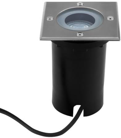 Ledvion LED Bodenstrahler Außen IP67 3W 230V GU10 quadratisch | mit 1m Kabel fuer Garten Terrasse Einfahrt und Wege