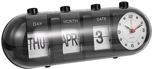 HEALLILY Retro Flip Down Clock Manual Page Turning Calendar Flipping Out Tabletop Flip Clock Home Office Decoration