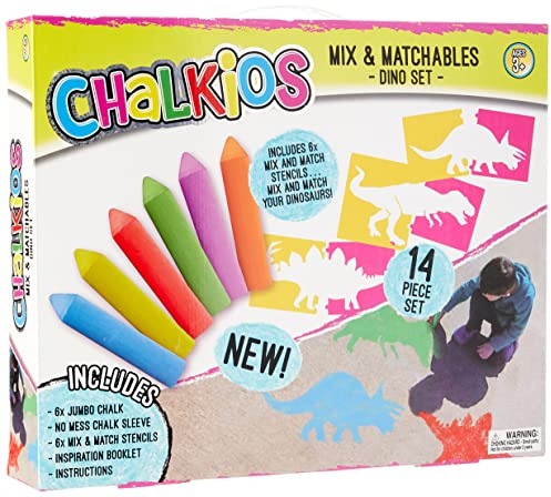 Chalkios Peterkin Gehwegkreide, bunte Jumbo-Kreide und Schablonen zum Verschönern des Gehwegs oder der Terrasse. Kunst und Handwerk, Outdoor-Spielzeug, ab 3 Jahren
