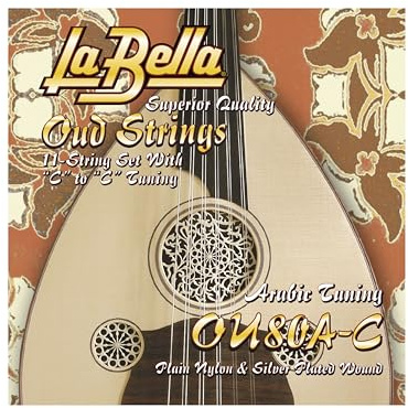 La Bella OU80A-C Oud Saite 12 Saiten Set arabisch CC Tuning Plain Nylon versilbert gewickelt 27-43