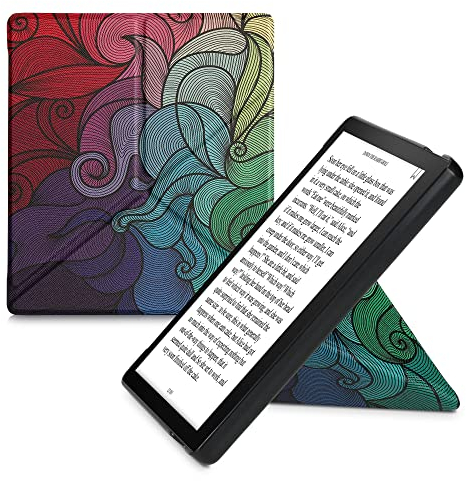 kwmobile Schutzhülle kompatibel mit Amazon Kindle Oasis 10. Generation - Hülle Kunstleder - eReader Cover Case - Farbrausch Pink Blau Grün