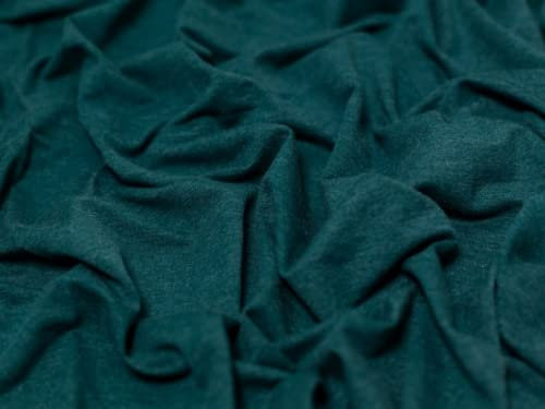 Tejido de punto elástico de rizo francés en la parte trasera, color verde petróleo, por metro