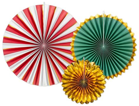 PartyDeco Rosetten Dekorative Papier Weihnachtsdekoration Anhänger für Weihnachten Papier Girlanden 3 Stück