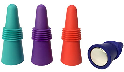 FXHDC-M 4 pcs Reusable Cork Novelty Wine Bottle Stoppers Rubber for Bottles of Opened Win Cork to Keep The Wine Champagne Beer Fresh