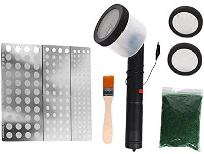 Milageto Mini Static Gras Beflockung mit Platte, ABS Applikator mit Anti-Rutsch-Griff für Beflockung Maschine, tragbare Gras Pflanzer für DIY-Projekt Scenic Modellierung Sand Tabelle Modellierung, AA