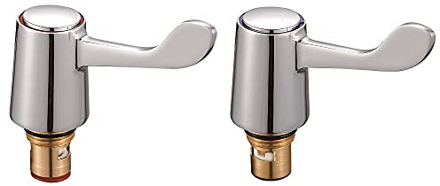 KEDWILL® Tap Revivers Kit 1/2” Lever Head Basin Sink Taps Mixers Bidet Handles Quarter Turn Valves Cartridges (Hot/Red & Cold/Blue Indicator) Replacement(2 Pack/Pair)