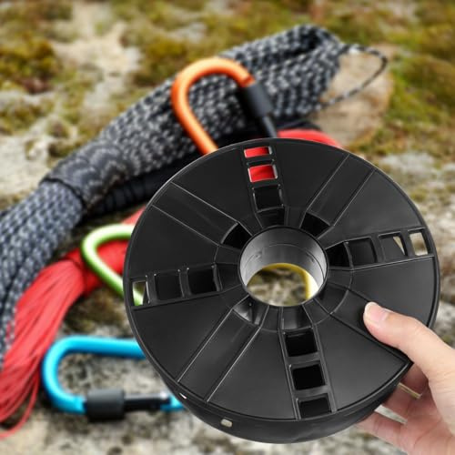 Black Plastic Cable Reel Spool Plate for Leads and Cables | Lightweight Strong Construction, Motorhome and Camping Use, Empty Drum Style for Cord Storage