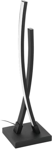 Eglo Lampada da tavolo a LED Alboraya minimalista, lampada da comodino, lampada da tavolo in metallo nero e plastica in bianco, lampada decorativa per soggiorno, bianco caldo