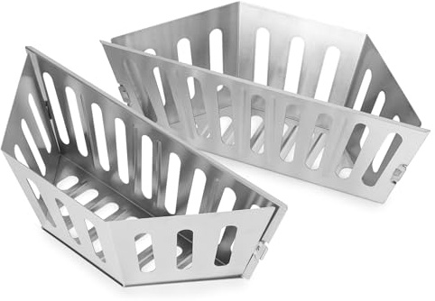 Stanbroil Stainless Steel Charcoal Basket Holder for Weber Kettle 22-Inch Charcoal Grill and 26 Charcoal Grills, Heavy Duty Charcoal Container for Briquette, Wood Chips (2 Pack)