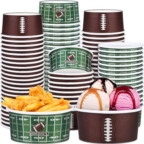 Shojoy 100 Stück Fußball-Snackschalen – 340 ml Partyzubehör Becher für Heckklappe, Sportveranstaltungen – Einweg-Papier-Eiscreme-Servierschalen