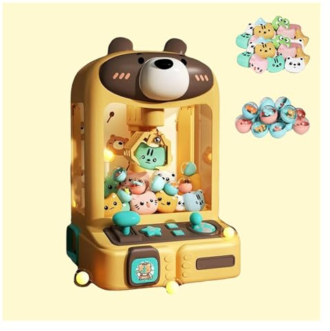 ARTSIM Candy Grabber ， Machine Attrape Bonbon avec Lumières Et Musique,30 Peluches Et 10 Gashapons ， Candy Grabber Cadeau d'anniversaire pour Enfant,Bear