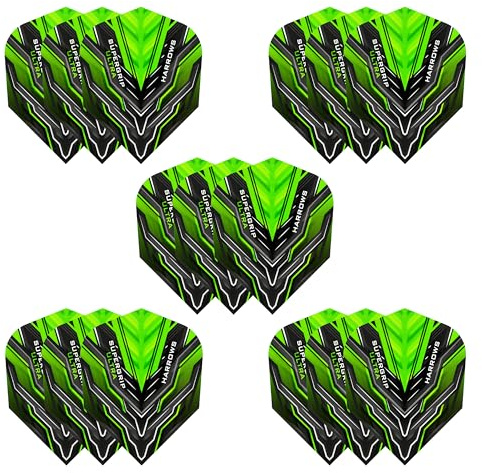 Harrows Supergrip Ultra Dart Flights | 5 x Sets Dart Flights (15 Flights insgesamt) | 100 Mikron Dart Flights | Premium Extra Stark, hergestellt in Großbritannien | Professionelles Dart Zubehör |
