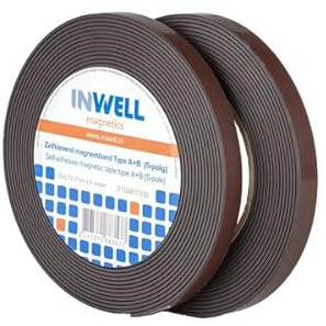 Inwell - Magnetband selbstklebend - Type A+B | 12,7 | 5 meter | Hochwertigem Kleber