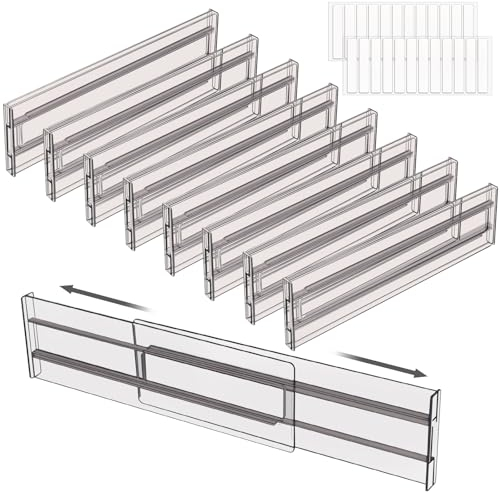 ZHHGOO Kunststoff Schubladentrenner Verstellbar,8 Stück Grau Schubladenteiler,Schubladen Ordnungssystem Trennwände,Schubladen Organizer für Schrank Unterwäsche Socken Schreibtisch Organizer