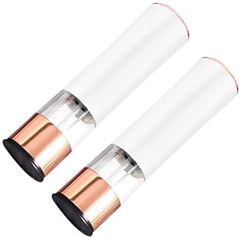 GROCKSTR 2 molinillos de sal y pimienta automáticos, eléctricos, alimentados por pilas, grosor ajustable, para cocina, color blanco