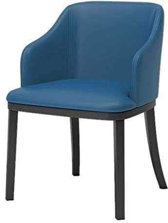 WFGGEH Moderner Esszimmersessel, moderner Ledersessel mit hoher Rückenlehne, gepolsterter weicher Sitzfläche, Esszimmerstuhl mit schwarzen Metallbeinen, Lounge-Beistellstuhl (Farbe: Rot) (Rot) (Blau)