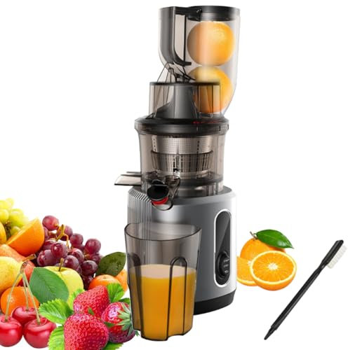 CYTBEK Exprimidor De Prensa En Frío Exprimidor Lento De Gran Diámetro con Conducto De Alimentación De 75 Mm, Potente Motor De 200 W, 40-65 RPM, Extractor De Jugo De Masticación Lenta