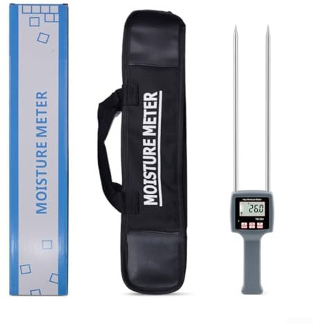 Misuratore di umidità digitale per fieno, TK100H Hay Moisture Meter digitale LCD Grain Teste, compensazione automatica della temperatura ad alta precisione, display retroilluminato