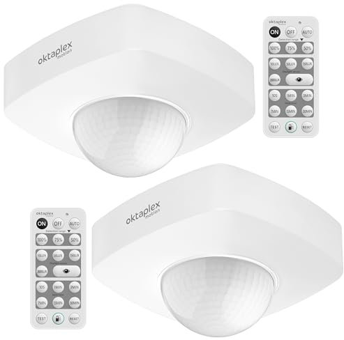 Oktaplex Tim Bewegungsmelder aussen 360° inkl. Fernbedienung Infrarot-Sensor Aufputz Decke IP65 weiß 230V