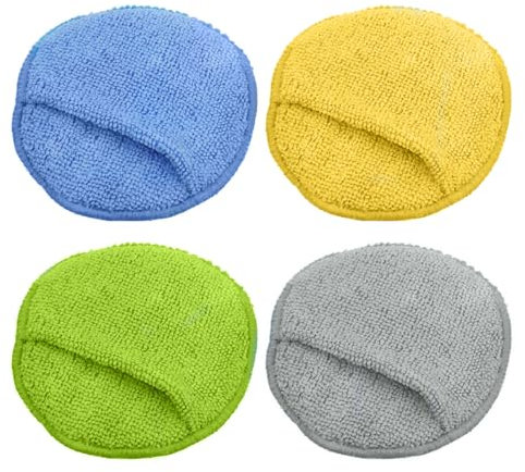 OUDQFCJ 4 pezzi Tamponi lucidanti in microfibra per lucidatura a mano Tamponi lucidanti lavabili e riutilizzabili Prodotti per la cura dell'auto Cera lucidante Lucidatura Vernice detergente Cera