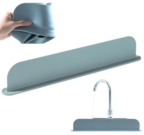 Lavello splash Guard, 19.3x3.4 Guardia spruzzata di lavello in silicone sicuro, protezione per schizzi d'acqua del lavello non slip con base di aspirazione, protezione spruzzata del lavello riutilizz