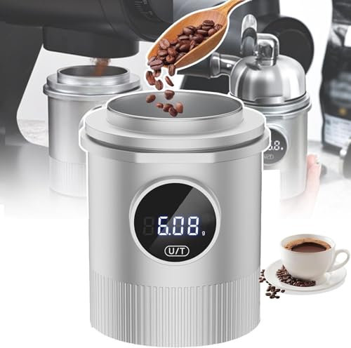 Vaso Dosificador De Café Con BáScula-BáScula De Espresso Recargable PrecisióN 0,1g,BáScula Café Acero Inoxidable, Taza De Polvo Para Molinillo Café Compatible Con Portafiltro 58mm,Silver