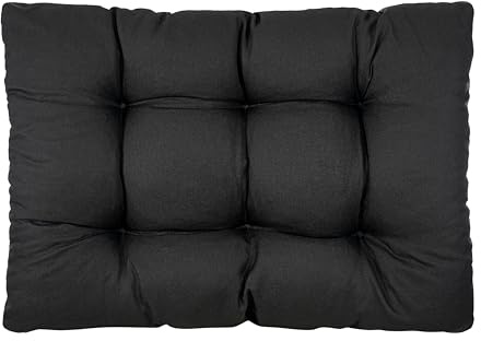PFM HOME Palettenkissen 120 x 80 cm Outdoor-Kissen für Palettensofa Palettenmöbel Europaletten - Sitzkissen Paletten-Auflagen Gesteppt - Schwarz