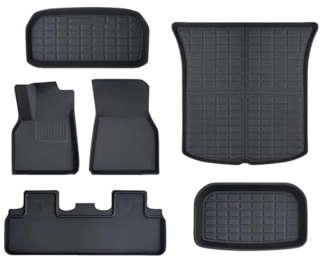 Golvmattor bilmatta Bilmattor Matta För Tesla För Model 3 Highland 2024-2025 Golvmattor Vattentät Golvmatta Främre Bakre Rad Mattor Set Liners Bilmattor(Svart 4,LHD)