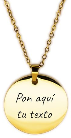 Genérico Collar personalizado, grabado doble cara, cadena acero inoxidable bañado en oro de 18K, joyería personalizada